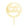 Topper ozdoby na tort napis Happy Birthday okrągły złoty akryl dekoracje urodzinowe